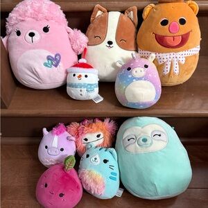 Squishmallows Pink Bear, Brown Dog, and Multicolor Pig Set